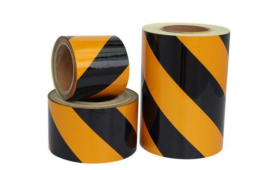 Yellow Black Red White Reflective Warning Tapetwillreflective Tape Paper Safety Label Sticker on the Reflective Floor